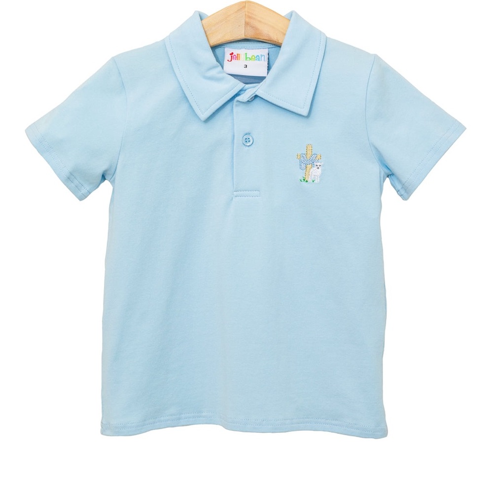 Jelly Beans Light Blue Polo Shirt with Cactus Embroidery